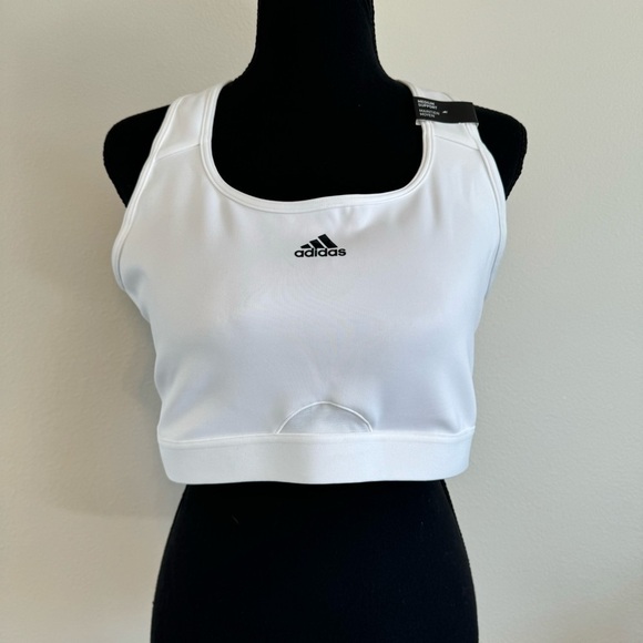 Adidas~ Women’s White Powerreact  Medium Support Training Sports Bra Size 2X NEW - Picture 1 of 7